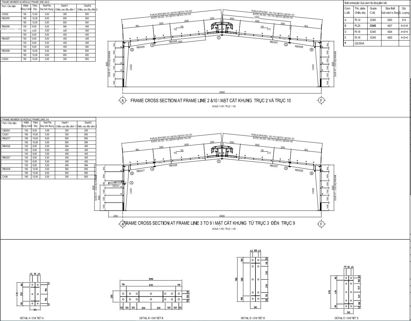 Bản vẽ nhà xưởng 35x60m.