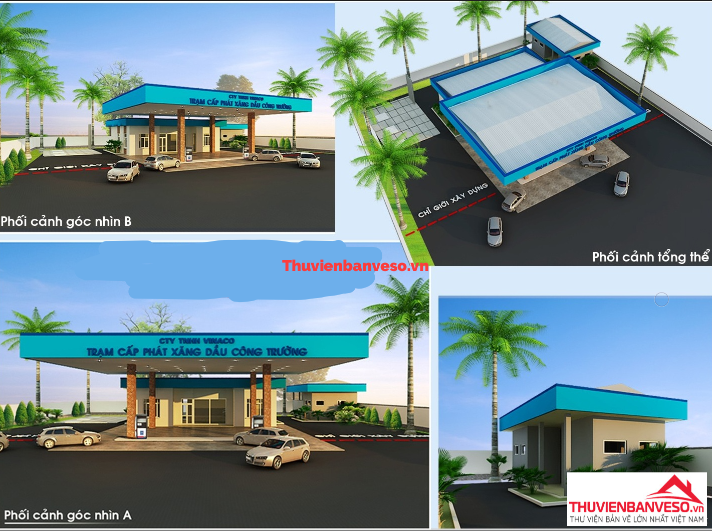 Bản vẽ Bản vẽ trạm xăng kết cấu thép 13.6x18m, đầy đủ các hạng mục phụ và hạng mục chính