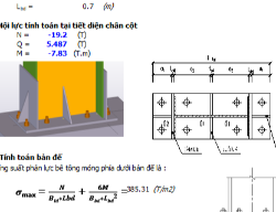 Bản vẽ Bảng tính liên kết chân cột thép