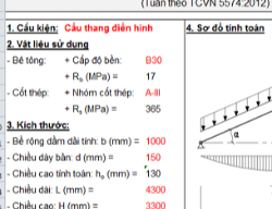 Bản vẽ File excel tính toán cấu kiện nghiêng chịu uốn sơ đồ dầm đơn giản như cầu thang ram dốc