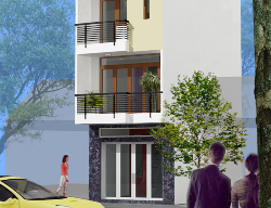 Bản vẽ Bản vẽ kiến trúc nhà phố 4 tầng, kích thước 4x10m