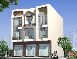 Bản vẽ Nhà Liền kề 3 tầng, kích thước 10.5x13.5, full kiến trúc, kết cấu, dự toán, phối cảnh