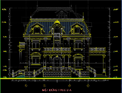 Bản vẽ Bản vẽ kiến trúc lâu đài 3 tầng, thiết kế đẹp và sang trọng, kích thước 15x18m - Classic Villa 2d
