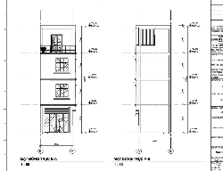 Bản vẽ Bản vẽ kiến trúc nhà dân 4 tầng, kích thước 4x7.4m, file pdf