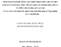 Bản vẽ Tính toán dầm BTCT theo TCVN 5574-2012, EUROCODE 1992-1-1 và ACI 318