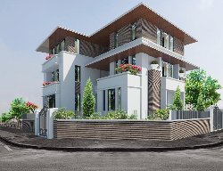 Bản vẽ Biệt thự lô góc 3 tầng hiện đại với đày đủ bản vẽ kiến trúc, kết cấu, phối cảnh