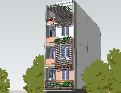 Bản vẽ BVTK nhà phố 5 tầng kích thước 5x16m (full CAD+ 3D)