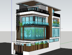 Bản vẽ Nhà phố 4 tầng 6x20 hiện đại có hành lang bên