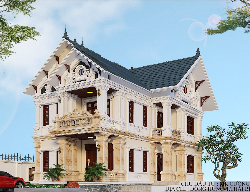 Bản vẽ HSKTTC full các bộ môn kiến trúc,kết cấu,điện nước và ảnh 3d kiến trúc biệt thự mái thái 2 tầng