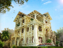 Bản vẽ HSKTTC biệt thự mái thái cổ điển 3 tầng kích thước 11.6x14.6m