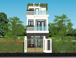 Bản vẽ Bản vẽ (pdf + autocad + 3d sketchup) nhà phố 3 tầng 5x20m