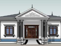 Bản vẽ Biệt thự vườn 1 tầng tân cổ điển