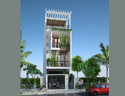 Bản vẽ Nhà phố 4 tầng 5x25m (full hồ sơ thi công kiến trúc, kết cấu, điện nước)