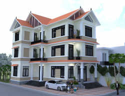 Bản vẽ Bản vẽ biệt thự 9x16m full kiến trúc, kết cấu, điện nước (có phối cảnh)