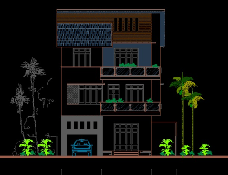 Bản vẽ Bản vẽ cad biệt thự hiện đại 3 tầng KT 10x16m