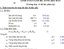Bản vẽ Bản tính toán lớp bê tông bịt đáy bằng Excel