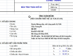Bản vẽ Bản tính mố chữ U trên hệ cọc khoan nhồi bằng Excel