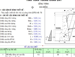 Bản vẽ Bản tính tường chắn và ổn định mái dốc bằng Excel